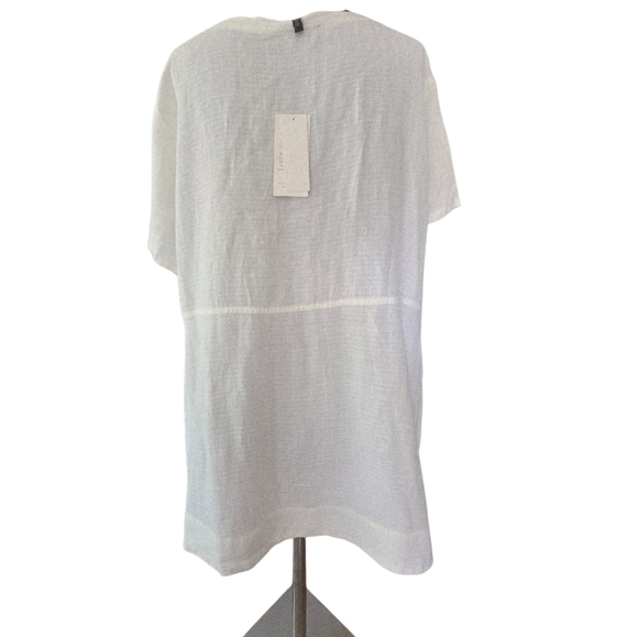 Eileen Fisher Scoop Neck Basket Crepe  Cap Sleeve Top Shirt White NWT 1X - Picture 2 of 16